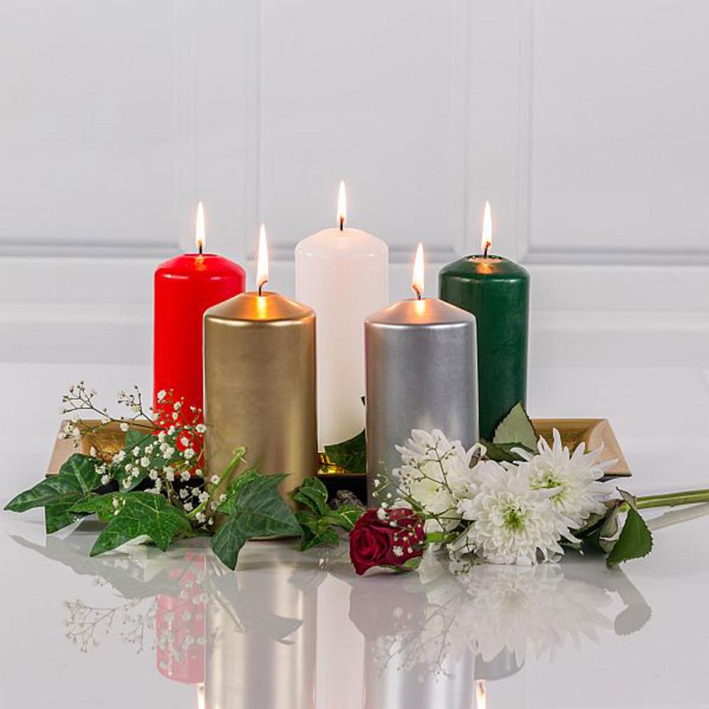 Price's Metallic Silver Pillar Candle 15cm Extra Image 1